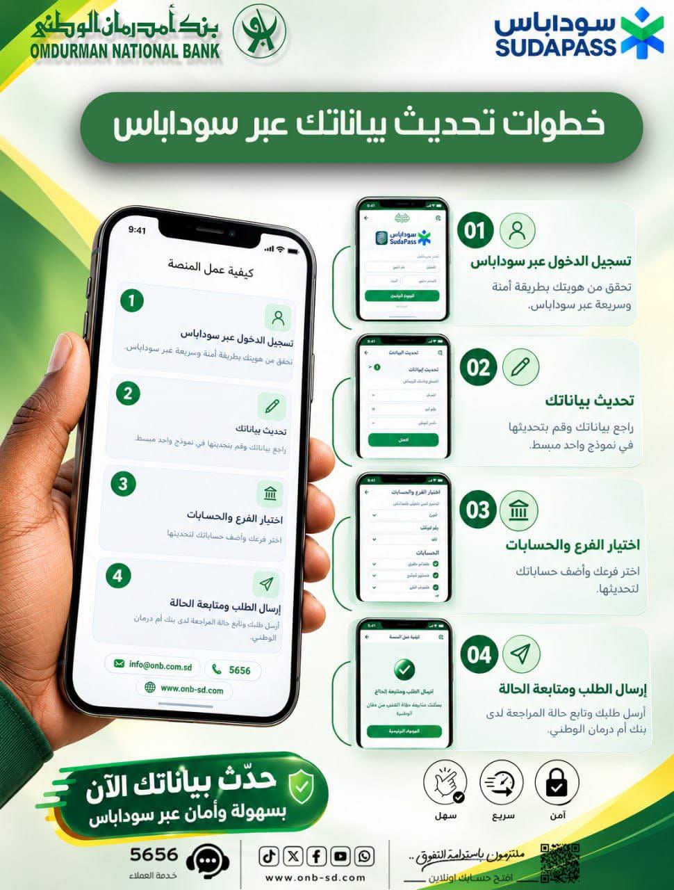 خطوات تحديث بيانات بنك أمدرمان الوطني عبر سوداباس